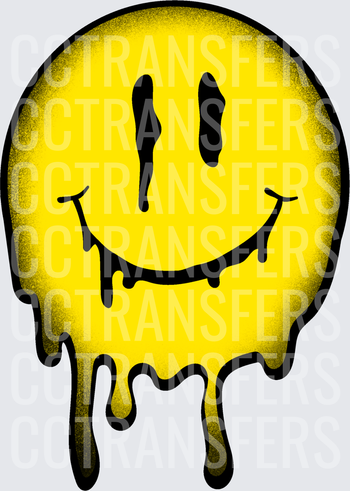 Melting Yellow Drip Smiley Face Spray Paint Effect (DTF)