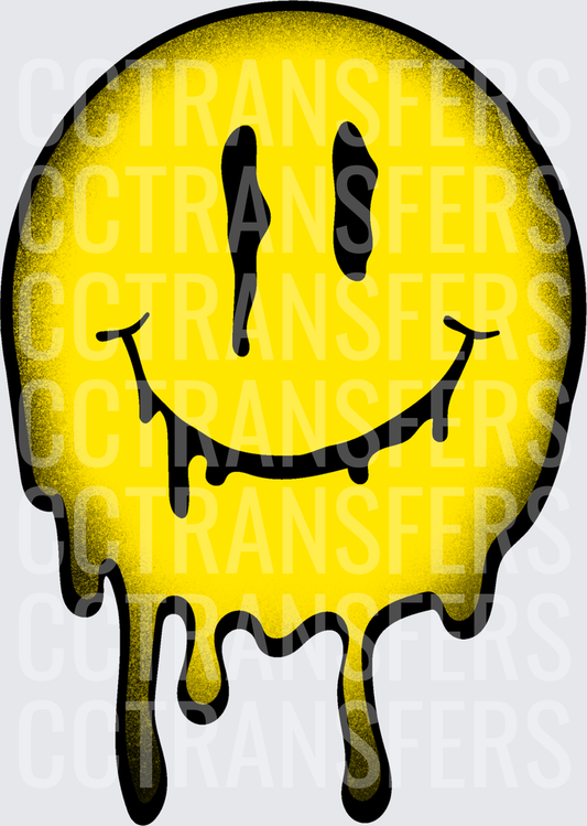 Melting Yellow Drip Smiley Face Spray Paint Effect (DTF)