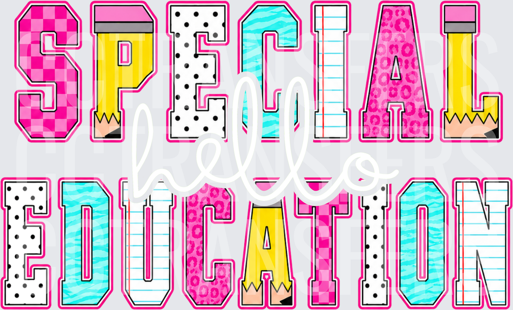 Special Education Patterned Letter Teacher Design (DTF)