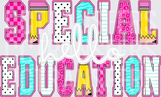 Special Education Patterned Letter Teacher Design (DTF)