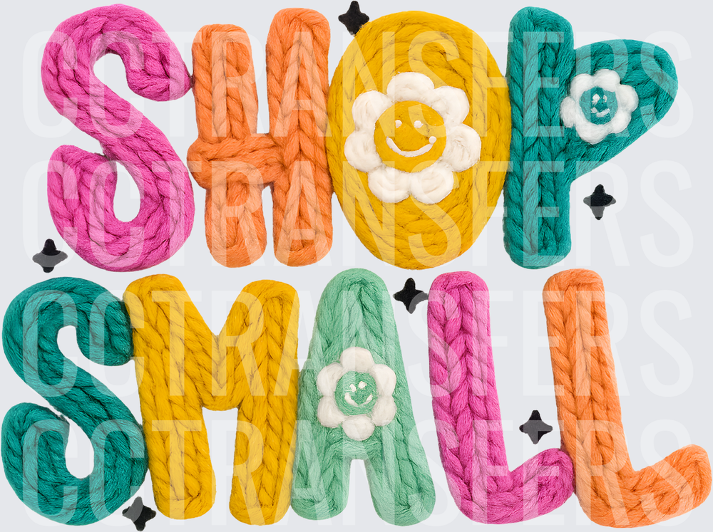 Shop Small Chunky Yarn Letter Smiley Daisy Flower Design (DTF)
