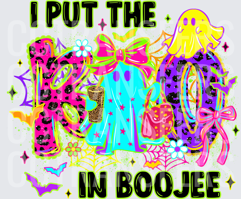 I Put The Boo In Boojee Halloween Ghosts Leopard Print (DTF)
