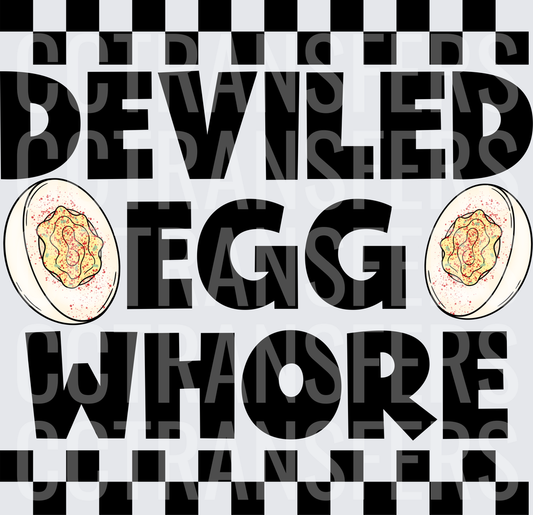 Deviled Egg Whore Bold Text Checkered Border (DTF)