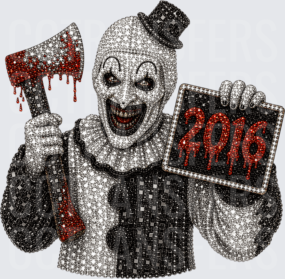 Rhinestone Evil Clown Bloody Axe 2016 Sign DTF