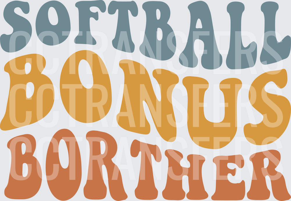 Softball Bonus Brother Retro Wavy Text (DTF)