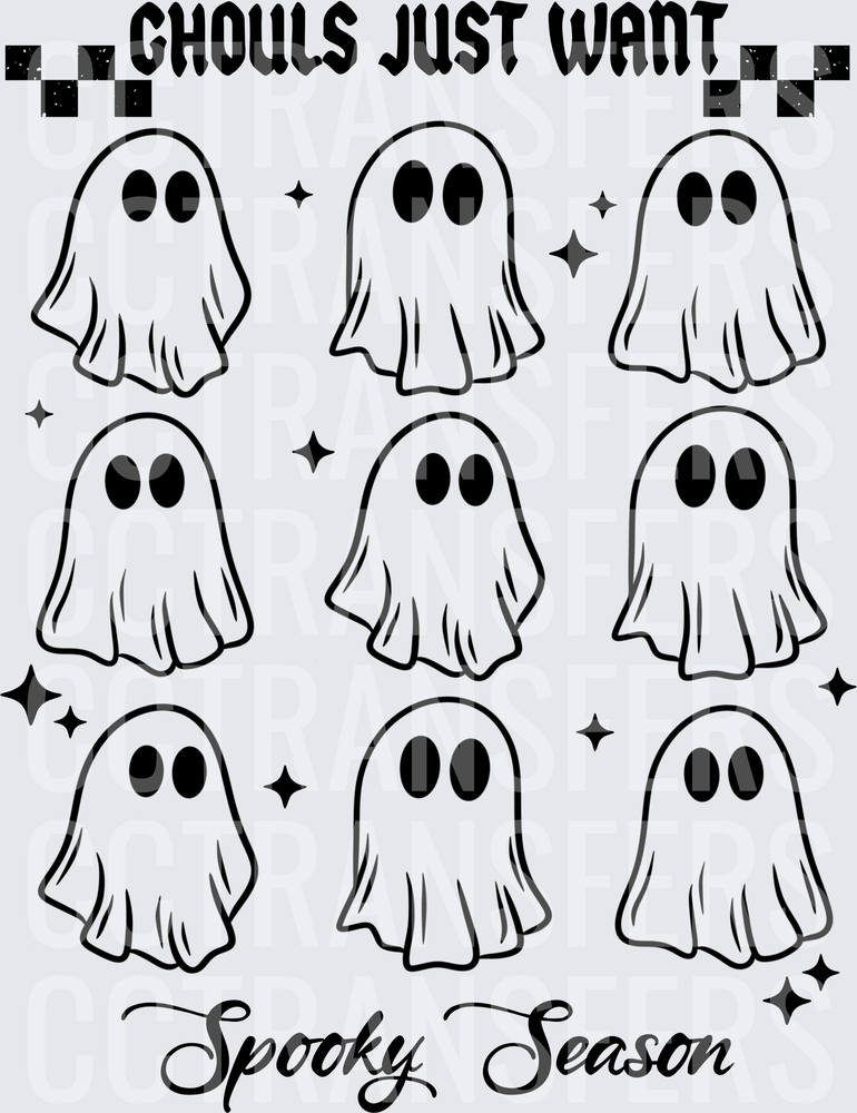Ghouls Just Want Spooky Season Nine Ghost Grid (DTF)