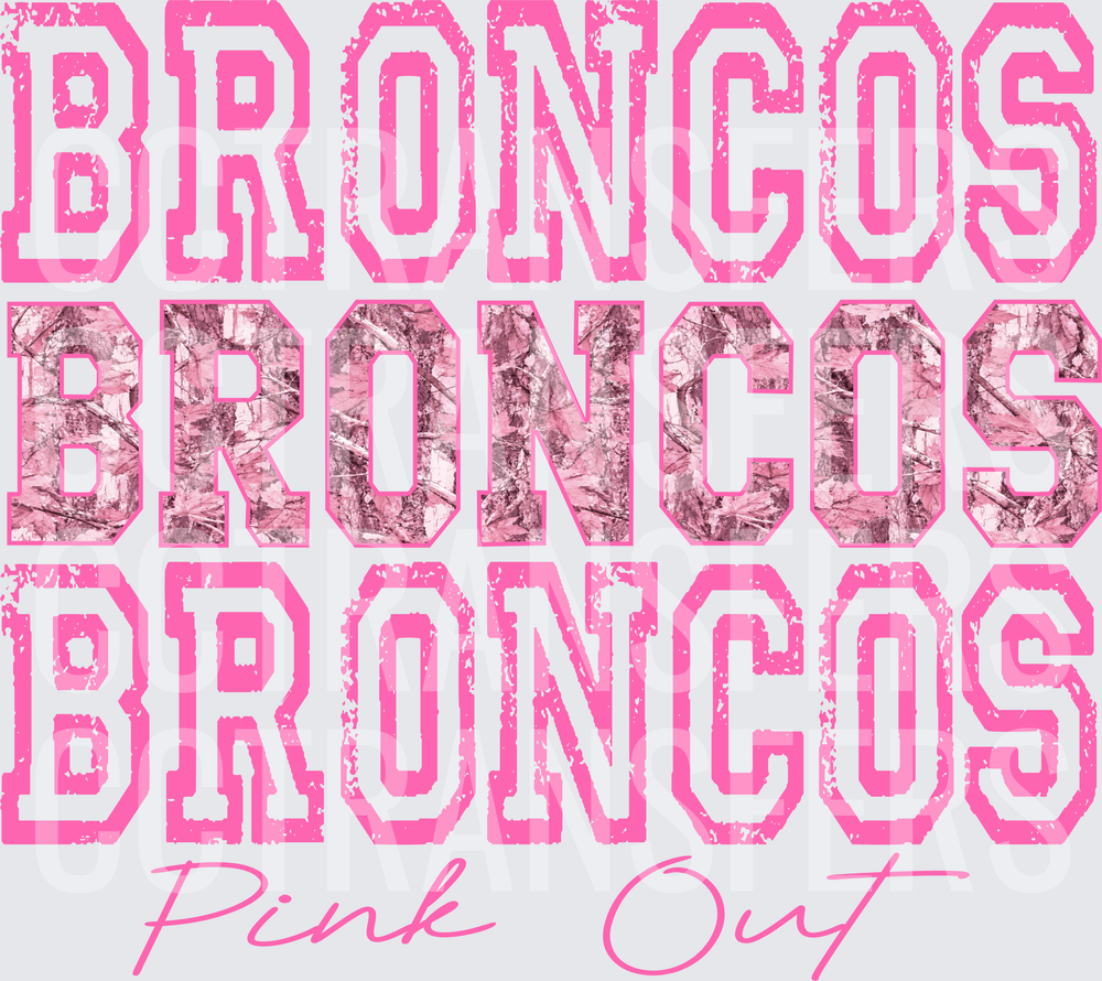 Broncos Pink Out Triple Stacked Pink Camo Varsity (DTF)