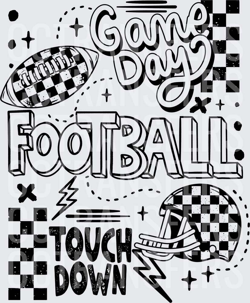 Game Day Football Touchdown Checkered Retro (DTF)