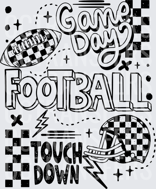Game Day Football Touchdown Checkered Retro (DTF)