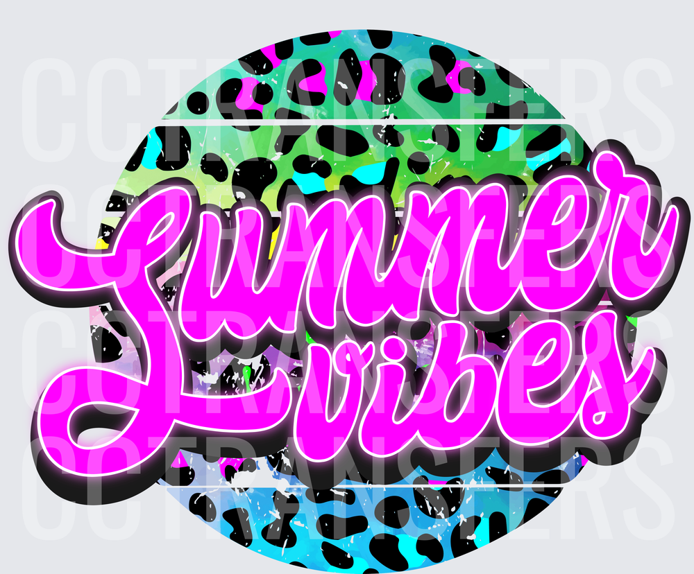 Summer Vibes Neon Leopard Print Circle (DTF)