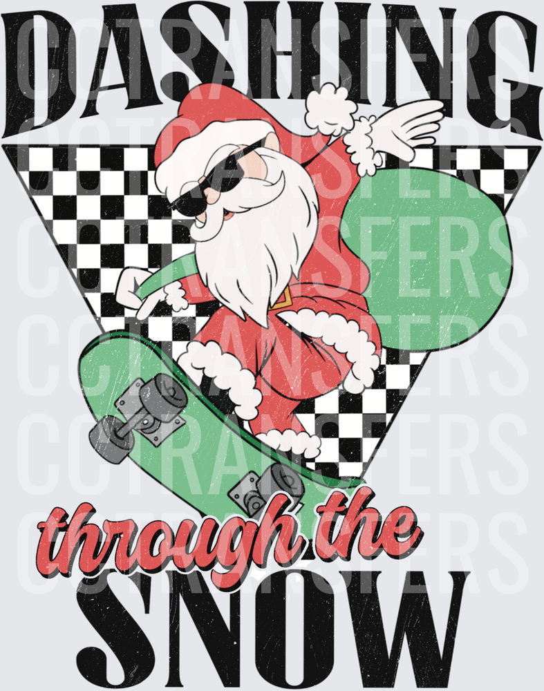 Dashing Through The Snow Skateboarding Santa Sunglasses (DTF)