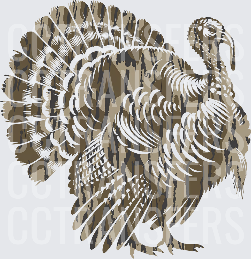 Wild Turkey Fan Tail Detailed Illustration (DTF)