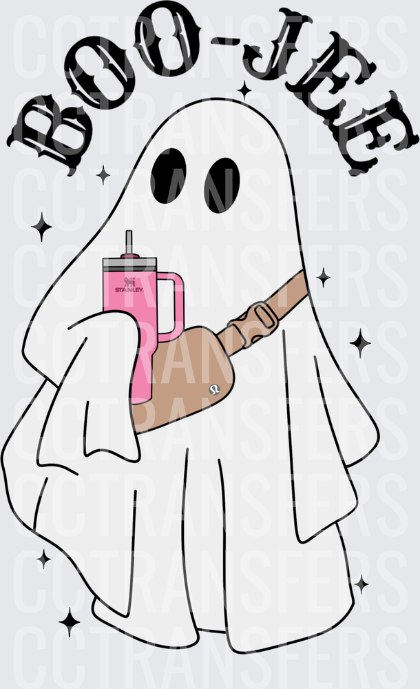 Boo-Jee Ghost with Pink Tumbler and Belt Bag (DTF)
