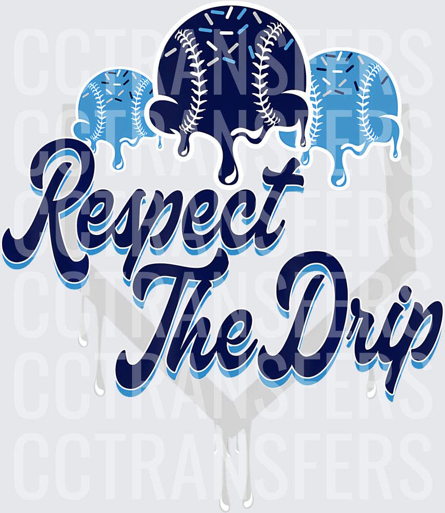 Respect The Drip Dripping Baseball Home Plate Navy Blue (DTF)