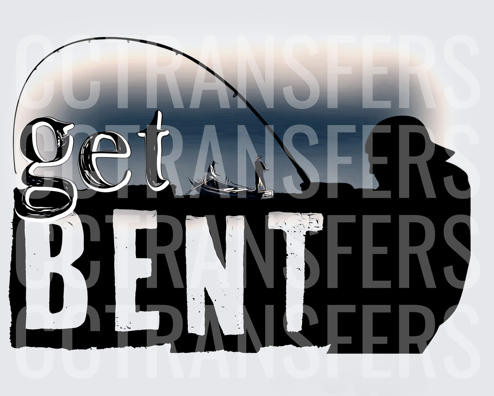 Get Bent Fisherman Silhouette Bent Rod Boat Scene (DTF)