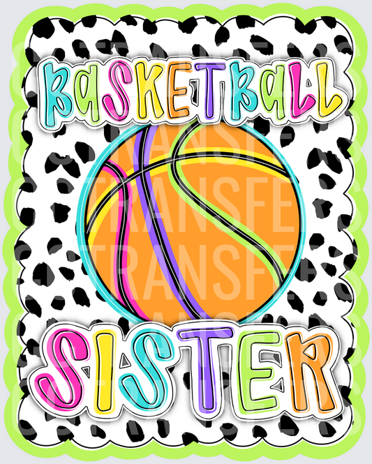 Basketball Sister Colorful Dalmatian Print Design (DTF)