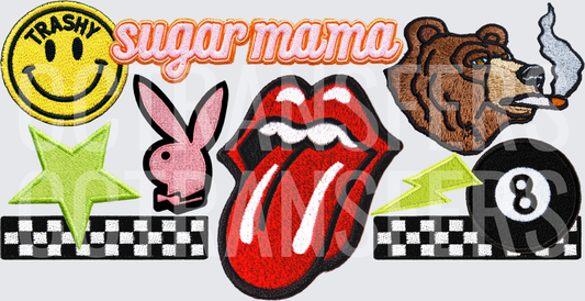 Sugar Mama Retro Patch Collection Trashy Smiley (DTF)