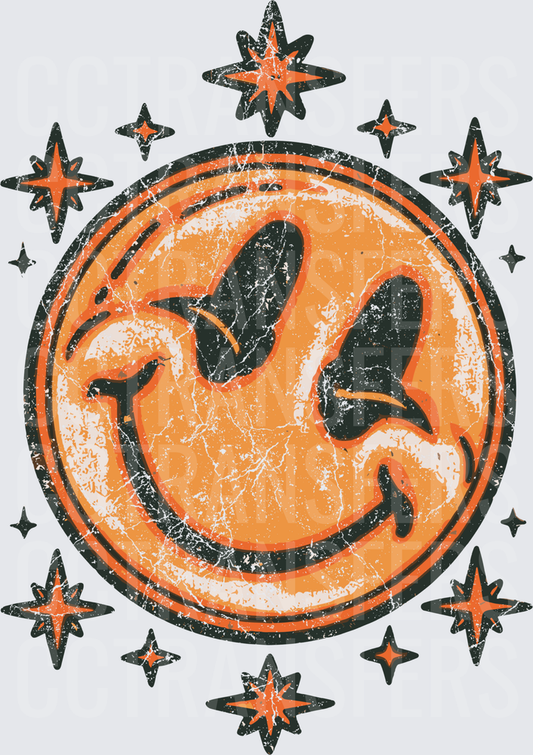 Vintage Grunge Orange Circle Flying Dove Stars (DTF)