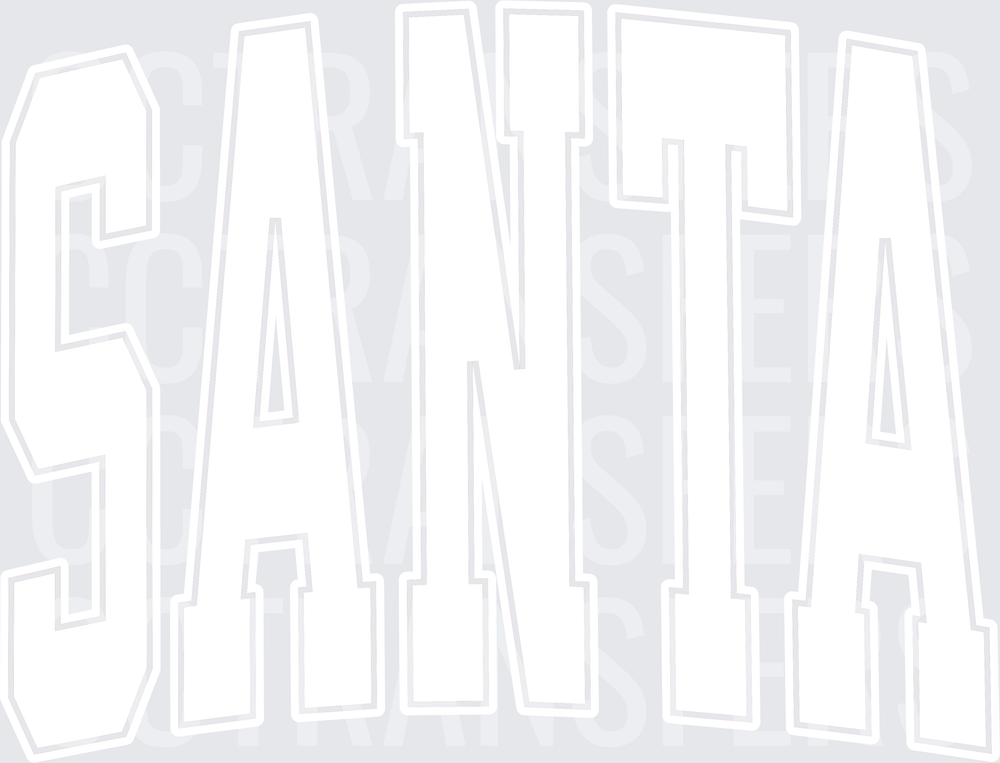 Santa Outline Bold Block Letter Text Typography Design (DTF)