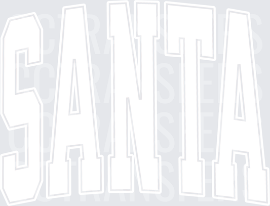 Santa Outline Bold Block Letter Text Typography Design (DTF)