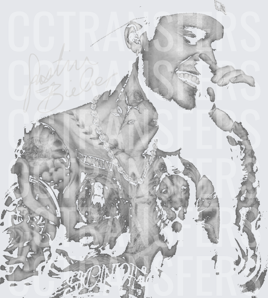 Tattooed Male Singer Smiling With Chain Necklace And Cap (DTF)