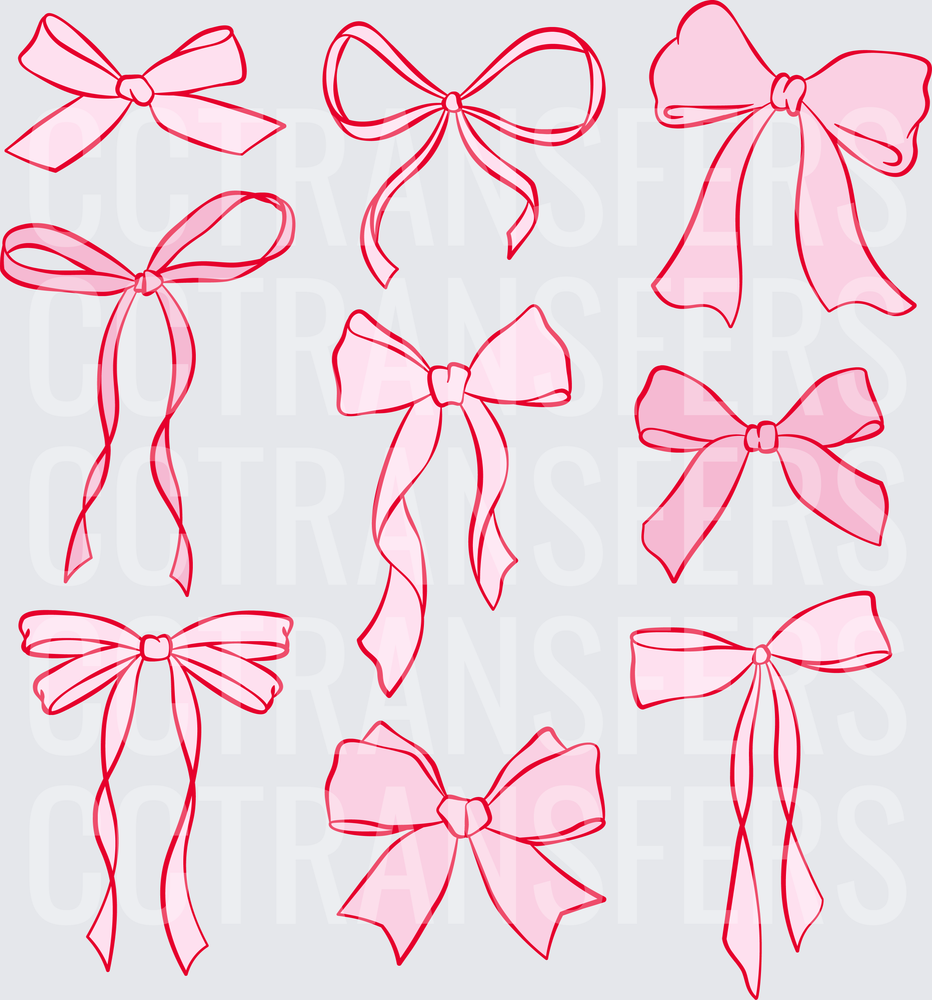 Pink Ribbon Bow Collection Variety Sheet (DTF)