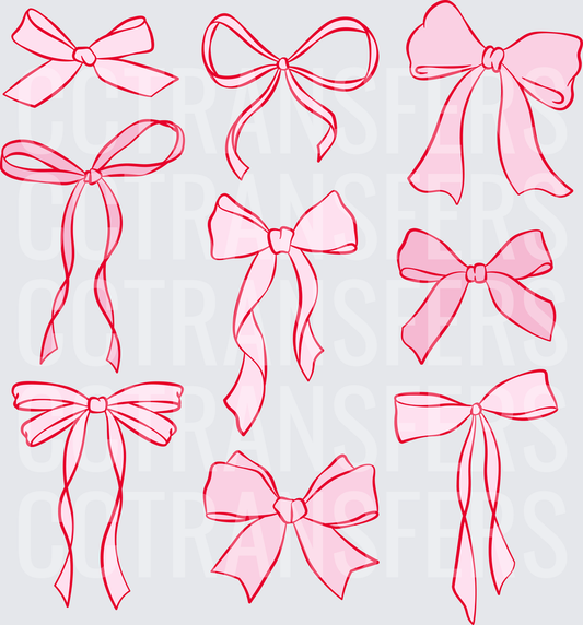Pink Ribbon Bow Collection Variety Sheet (DTF)