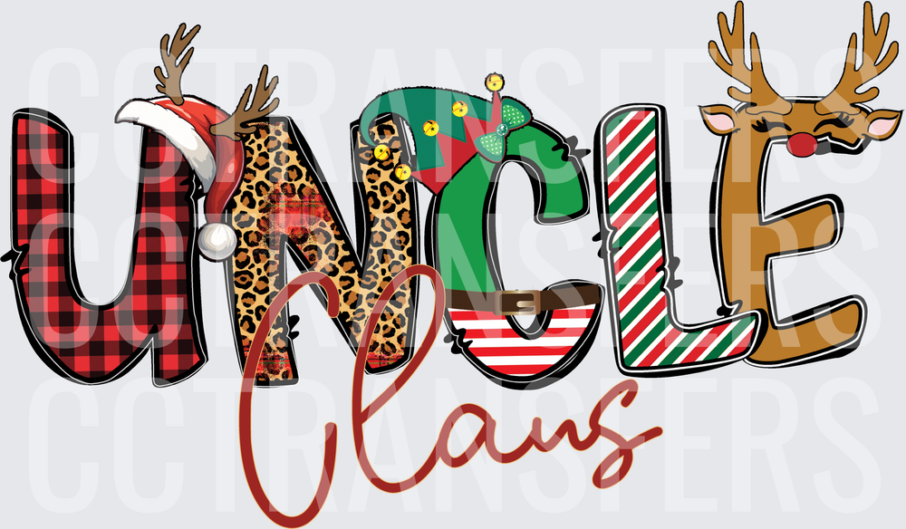 Uncle Claus Christmas Holiday Festive Lettering (DTF)