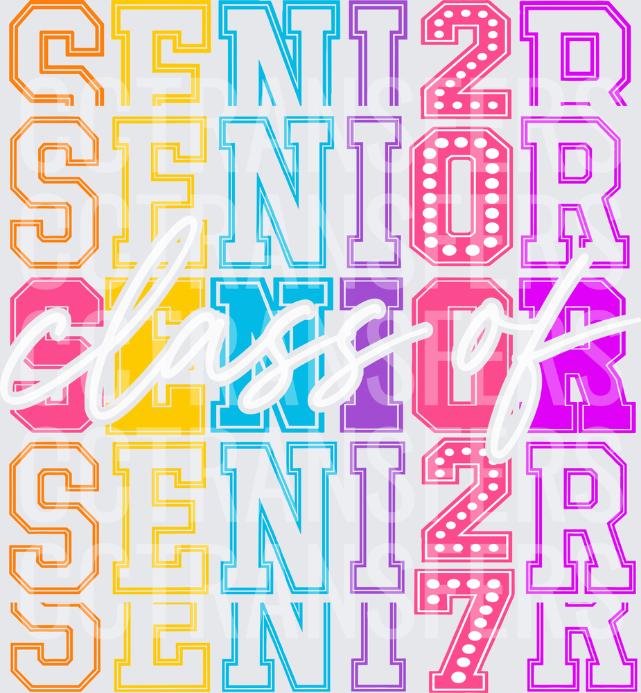 Senior Class Of 2027 Colorful Varsity Letter Stack (DTF)