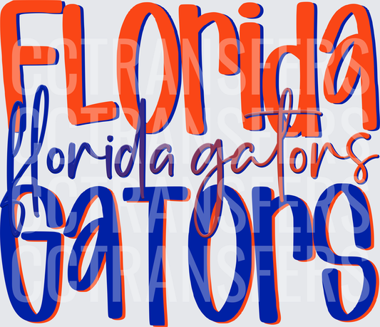 Florida Gators Stacked Bold Script Orange Blue (DTF)