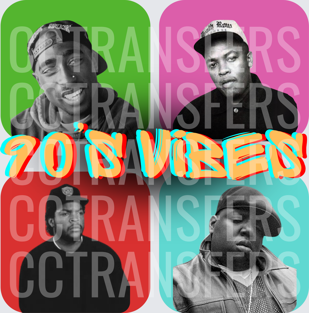90's Vibes Legendary Hip Hop Icons Four Panel Collage (DTF)