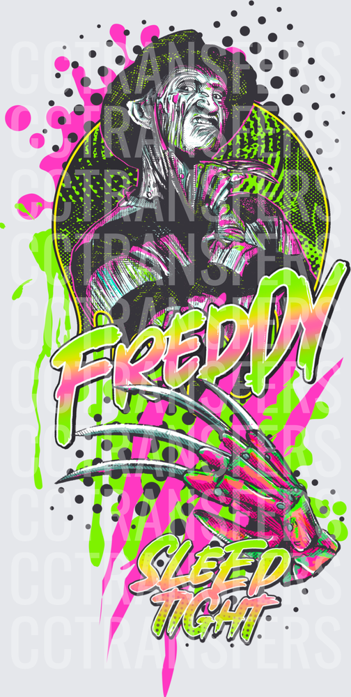 Freddy Sleep Tight Neon Graffiti Blade Glove Horror (DTF)