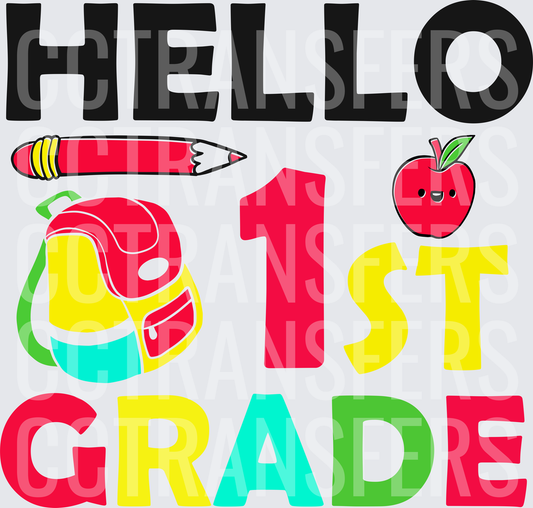 Hello 1st Grade Back to School Pencil Apple Backpack (DTF)