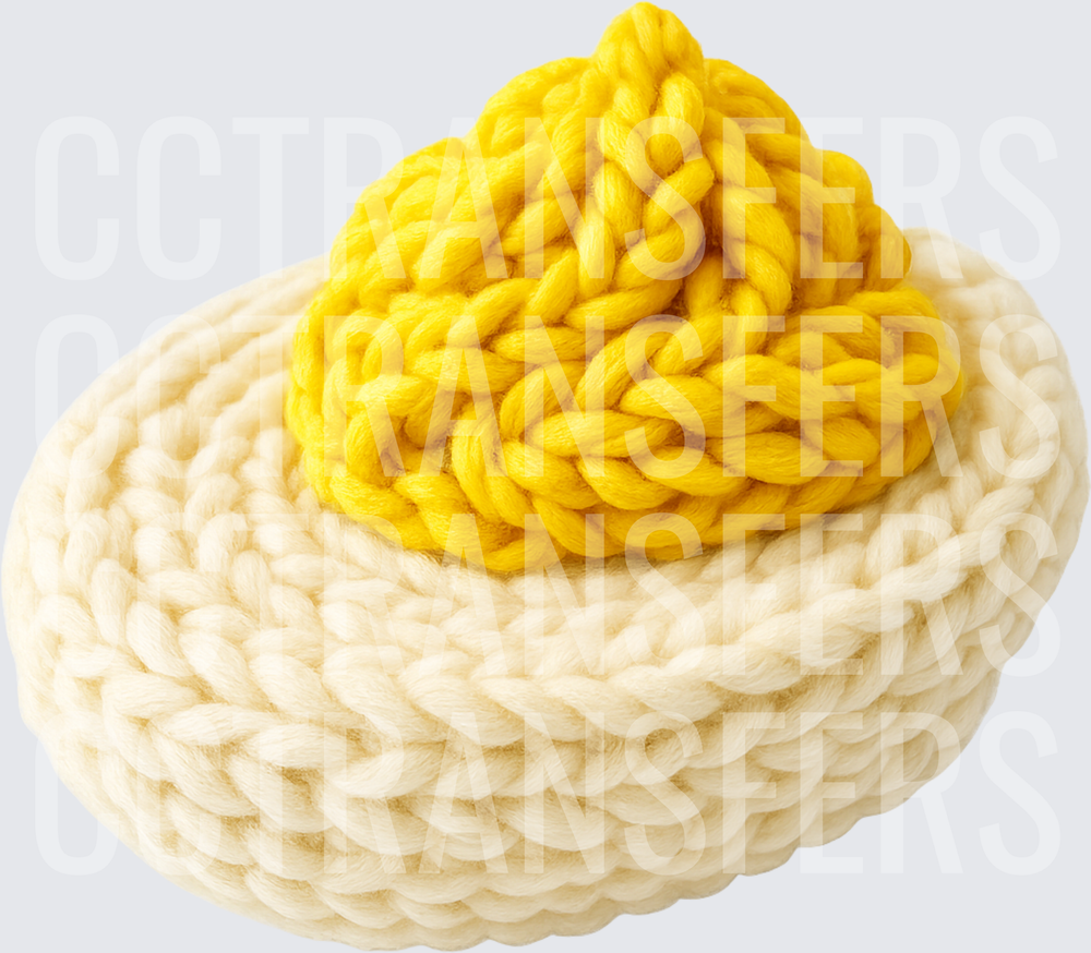 Chunky Knit Crochet Fried Egg Yellow White Yarn (DTF)