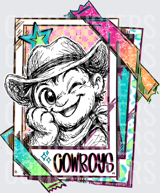 Smiling Cartoon Cowboy Retro Trading Card Cowboys DTF