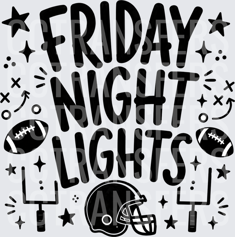 Friday Night Lights Football Helmet Stars Doodle (DTF)
