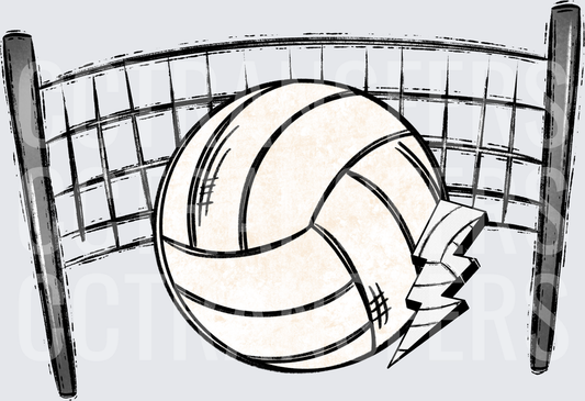Volleyball Smashing Through Net With Lightning Bolt (DTF)
