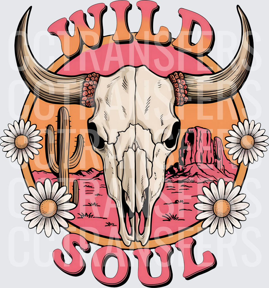 Wild Soul Bull Skull Desert Daisy Western (DTF)