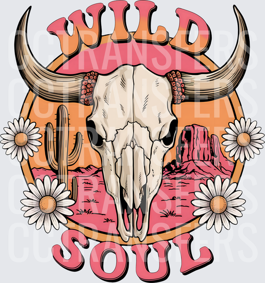 Wild Soul Bull Skull Desert Daisy Western (DTF)