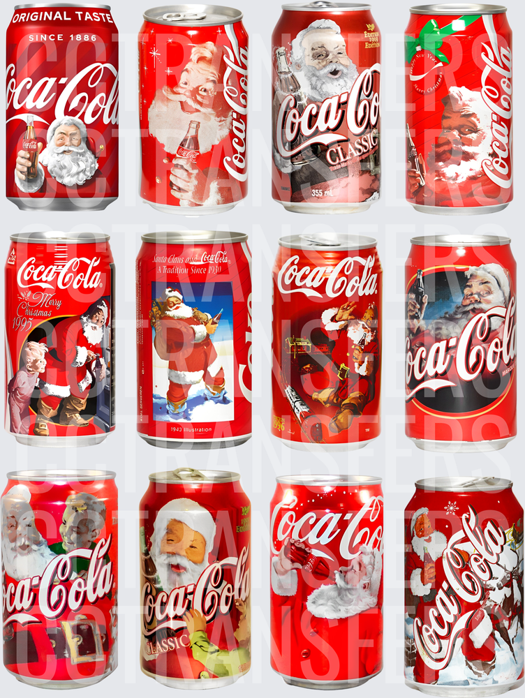 Vintage Santa Soda Can Collection Christmas Holiday (DTF)
