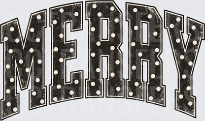 Merry Arched Varsity Marquee Polka Dot Letters (DTF)
