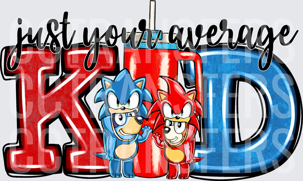 Just Your Average KID Blue Red Cartoon Characters DTF