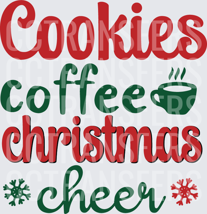 Cookies Coffee Christmas Cheer Snowflake Holiday (DTF)