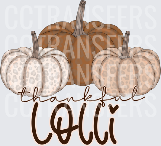 Thankful Lolli Leopard Print Pumpkins Fall (DTF)