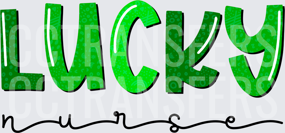 Lucky Nurse St. Patrick's Day Green Patterned Letters (DTF)