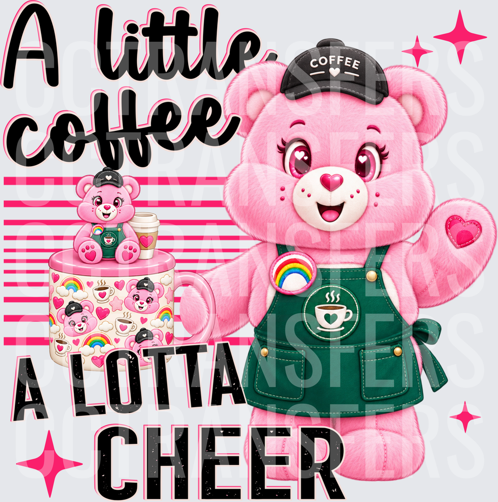 A Little Coffee A Lotta Cheer Pink Bear Barista (DTF)