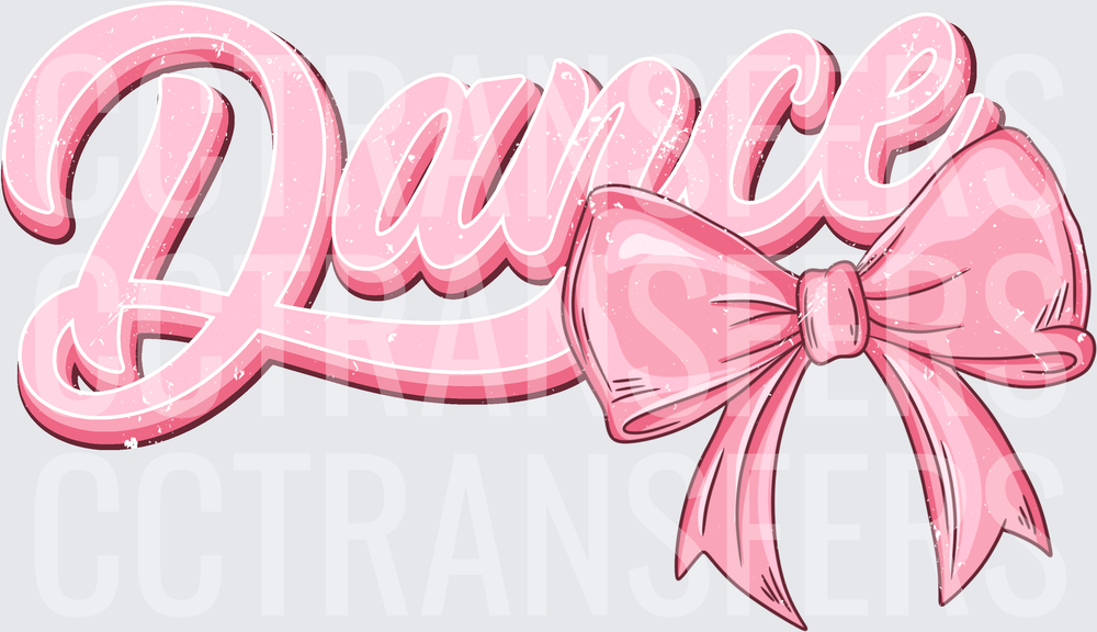 Pink Dance Script with Coquette Bow (DTF)
