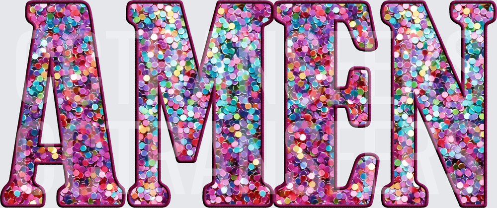 Colorful Confetti Glitter Bold AMEN Letters (DTF)