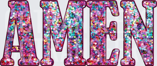 Colorful Confetti Glitter Bold AMEN Letters (DTF)