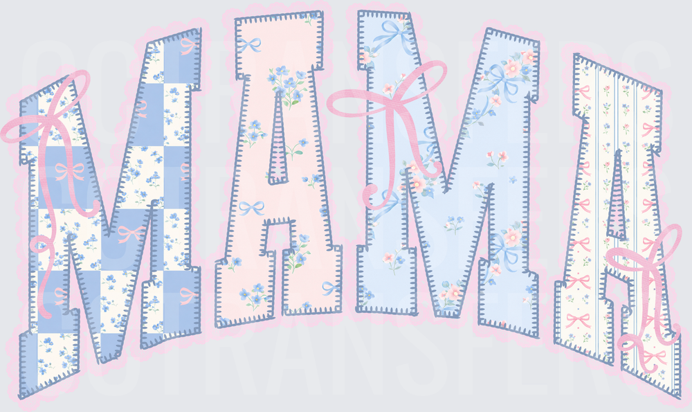 Mama Patchwork Floral Coquette Bow Letters (DTF)